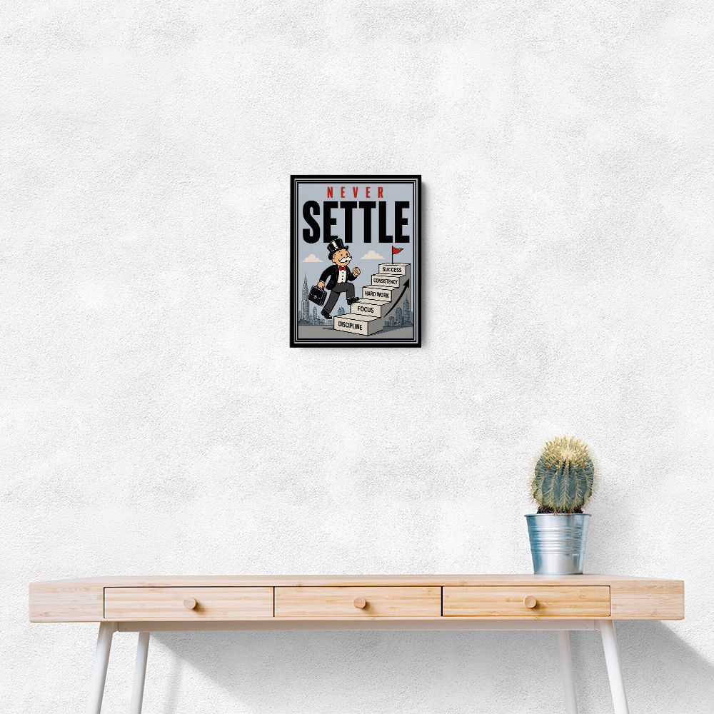 Never Settle – Success Ladder Motivational Art
