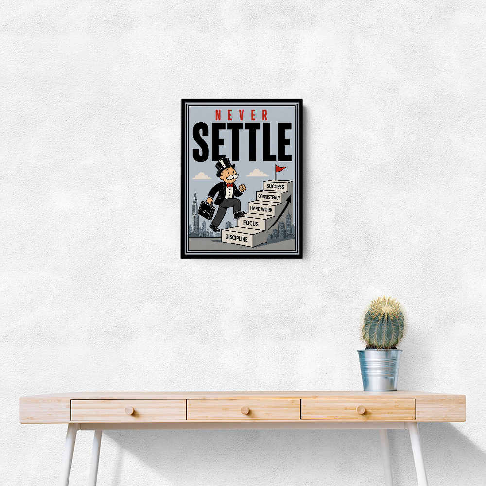 Never Settle – Success Ladder Motivational Art