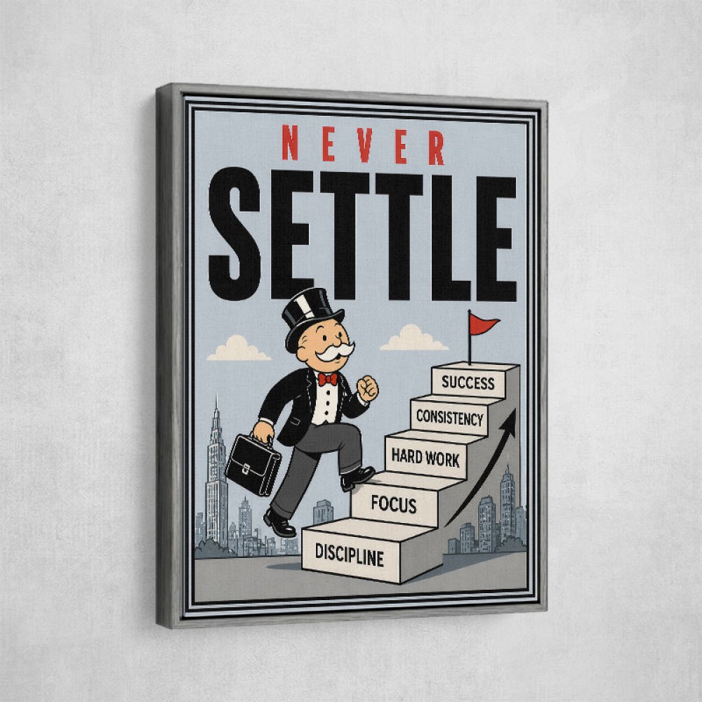 Never Settle – Success Ladder Motivational Art