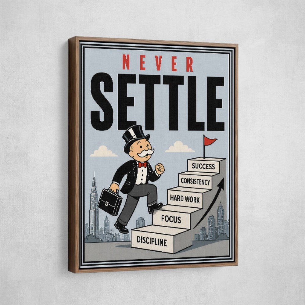 Never Settle – Success Ladder Motivational Art