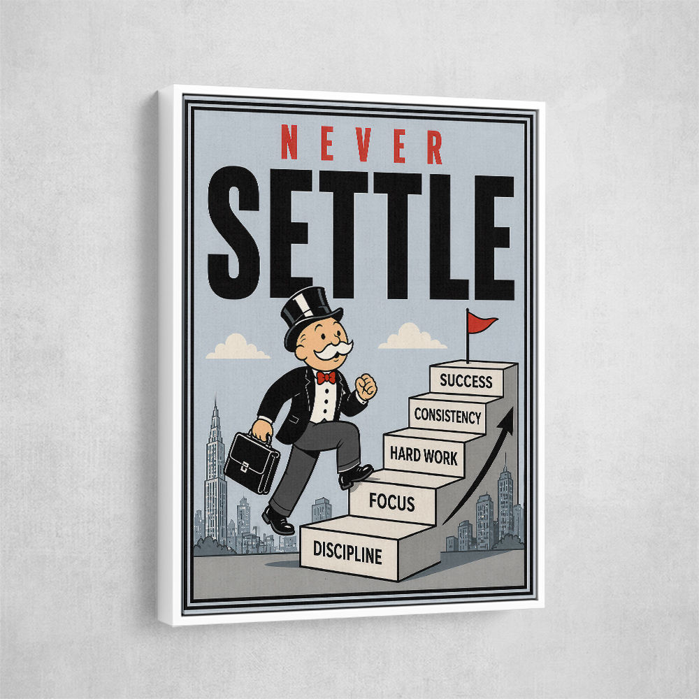 Never Settle – Success Ladder Motivational Art