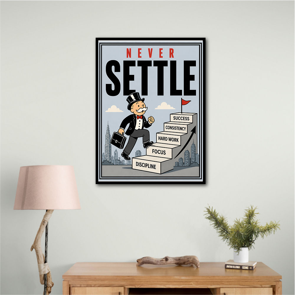 Never Settle – Success Ladder Motivational Art