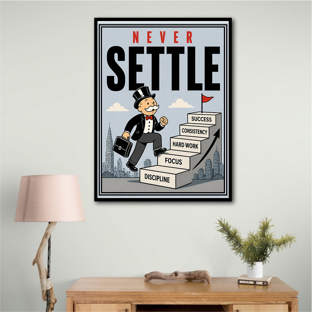 Never Settle – Success Ladder Motivational Art