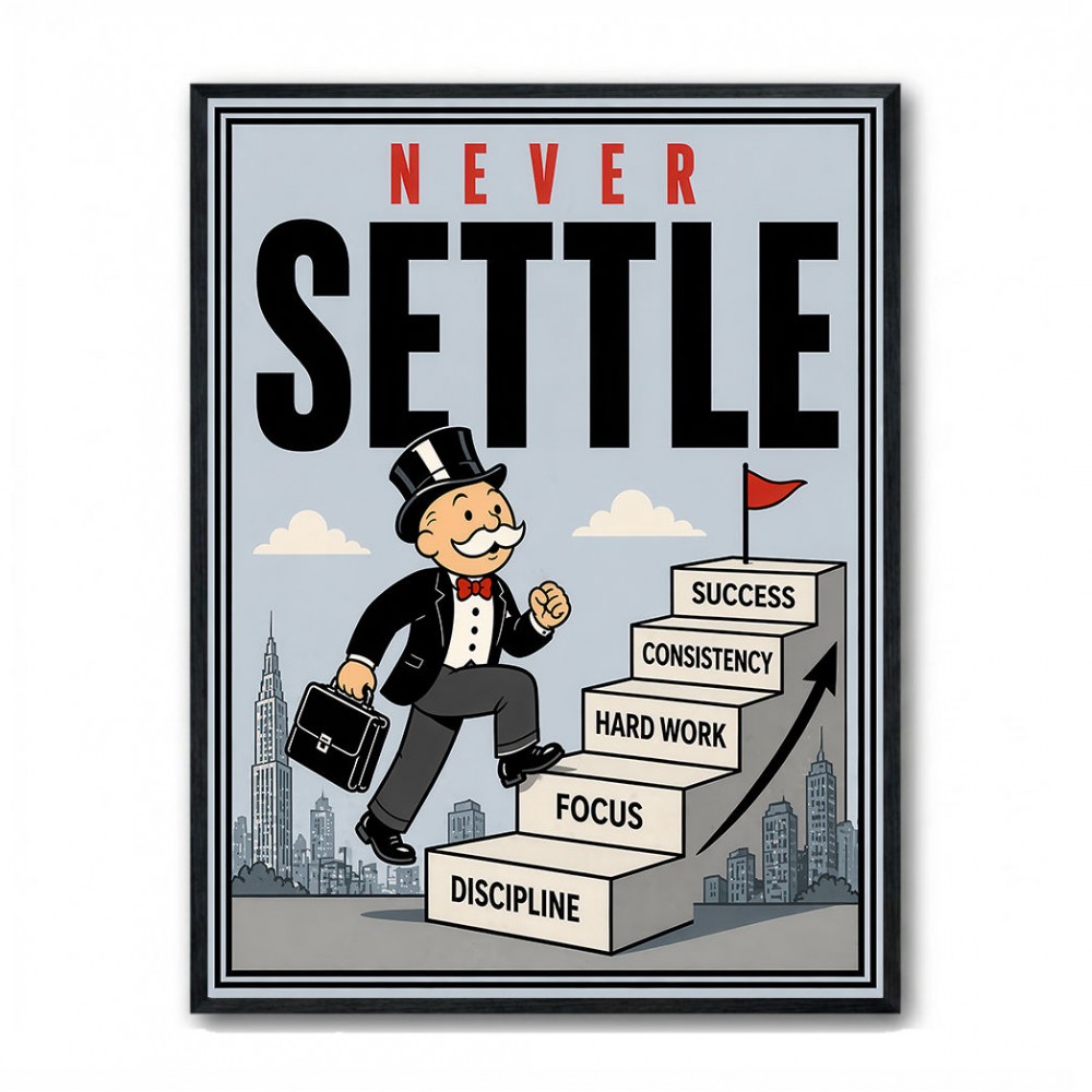 Never Settle – Success Ladder Motivational Art