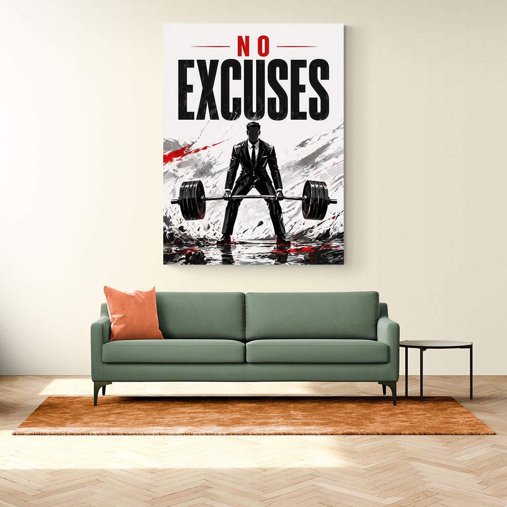 No Excuses – Strength Training Motivation Print 
