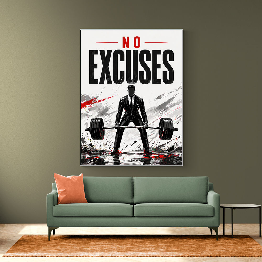No Excuses – Strength Training Motivation Print 