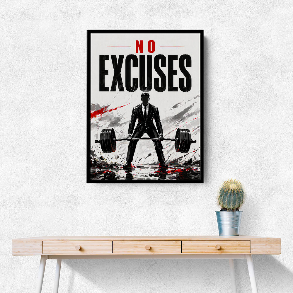 No Excuses – Strength Training Motivation Print 