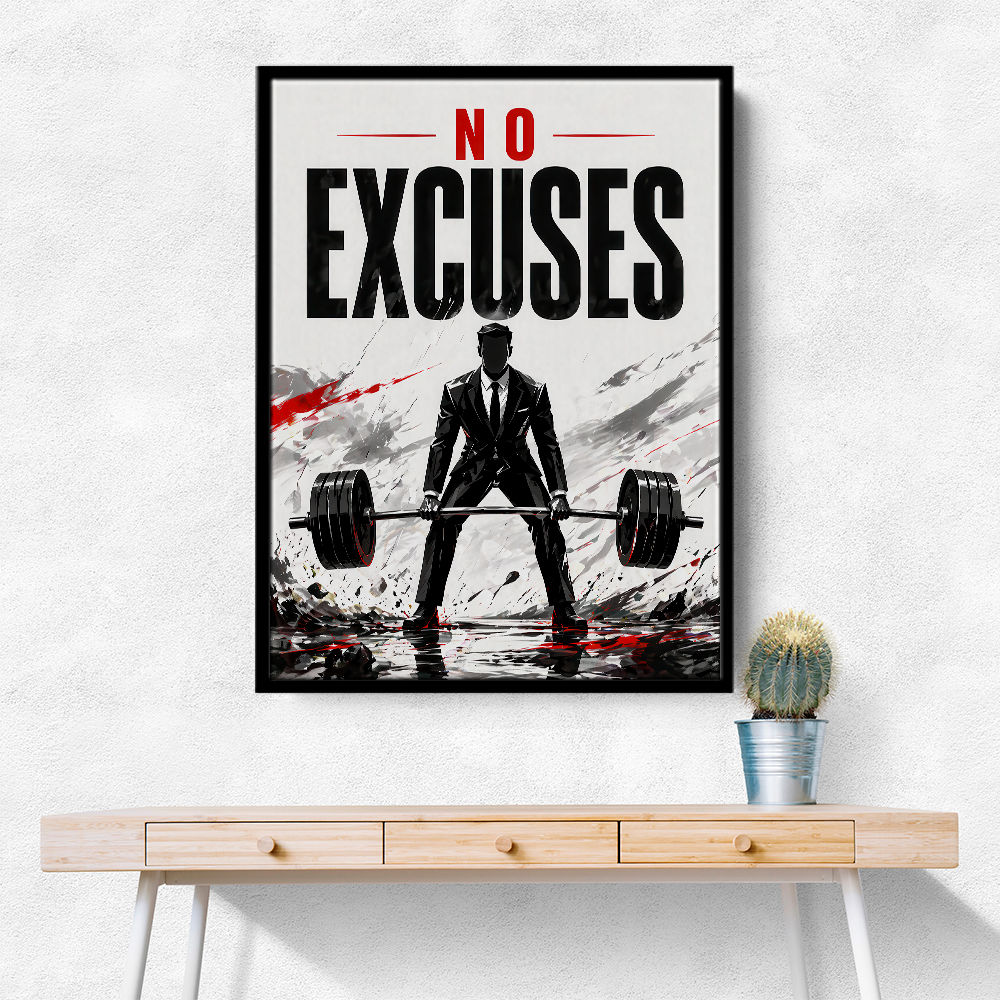 No Excuses – Strength Training Motivation Print 