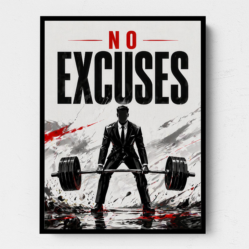 No Excuses – Strength Training Motivation Print 