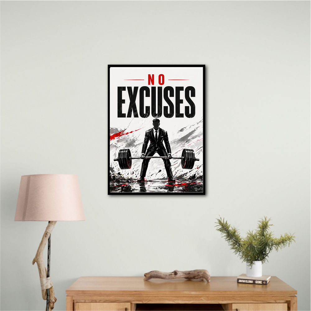 No Excuses – Strength Training Motivation Print 