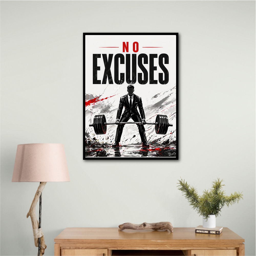 No Excuses – Strength Training Motivation Print 
