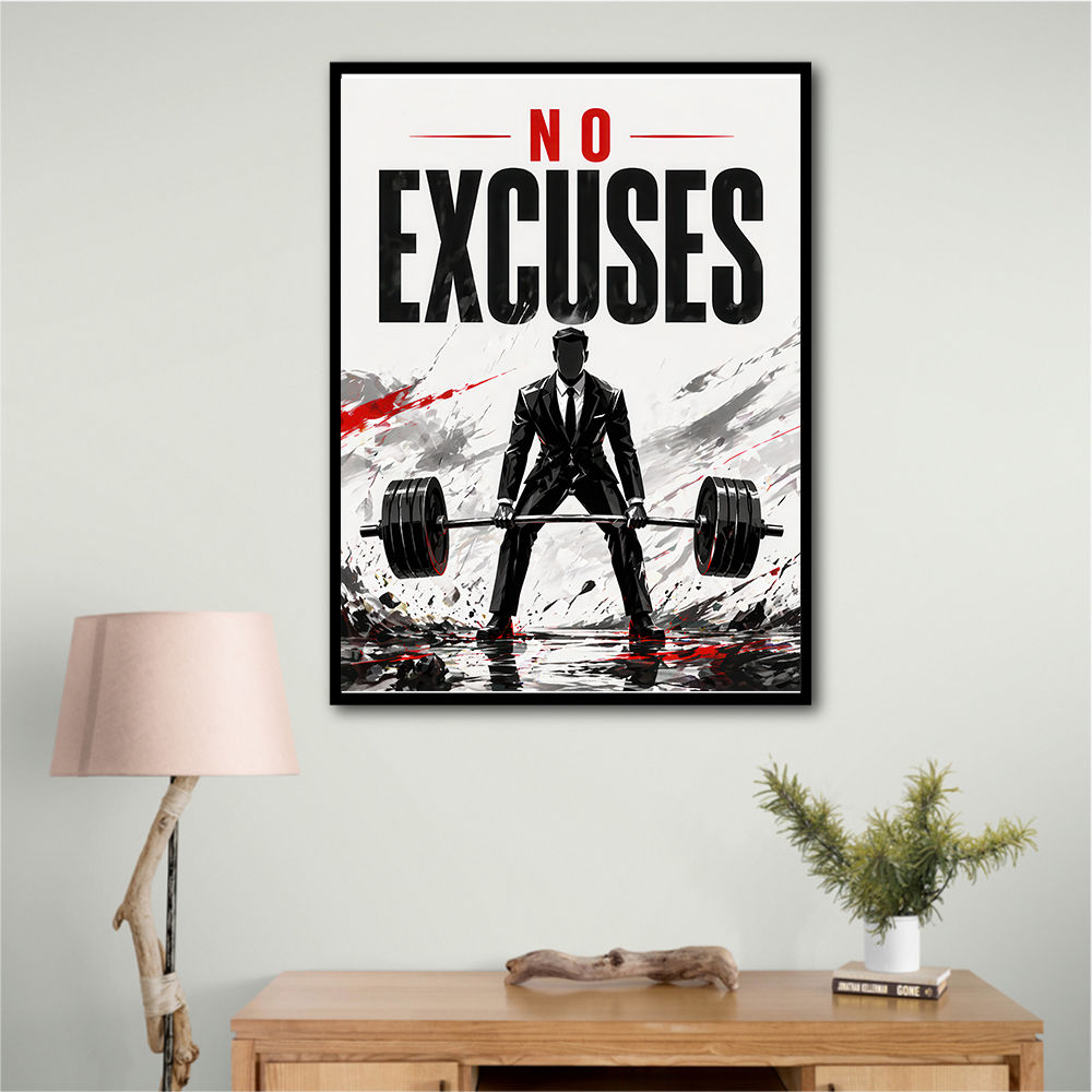 No Excuses – Strength Training Motivation Print 