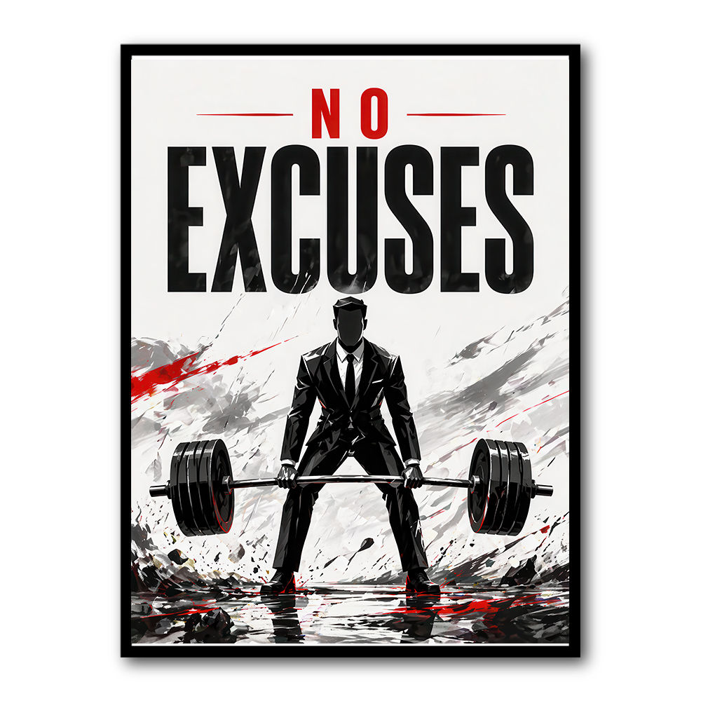 No Excuses – Strength Training Motivation Print 