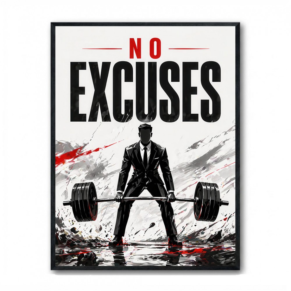 No Excuses – Strength Training Motivation Print 