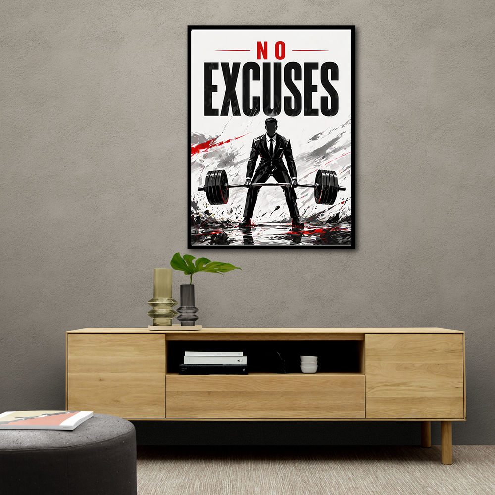 No Excuses – Strength Training Motivation Print 