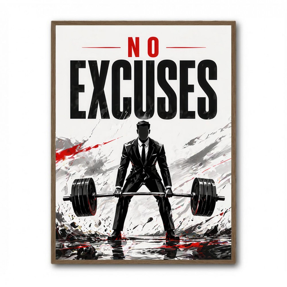 No Excuses – Strength Training Motivation Print 