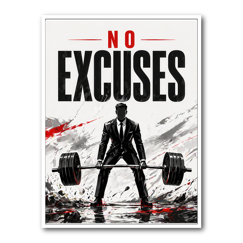 No Excuses – Strength Training Motivation Print 