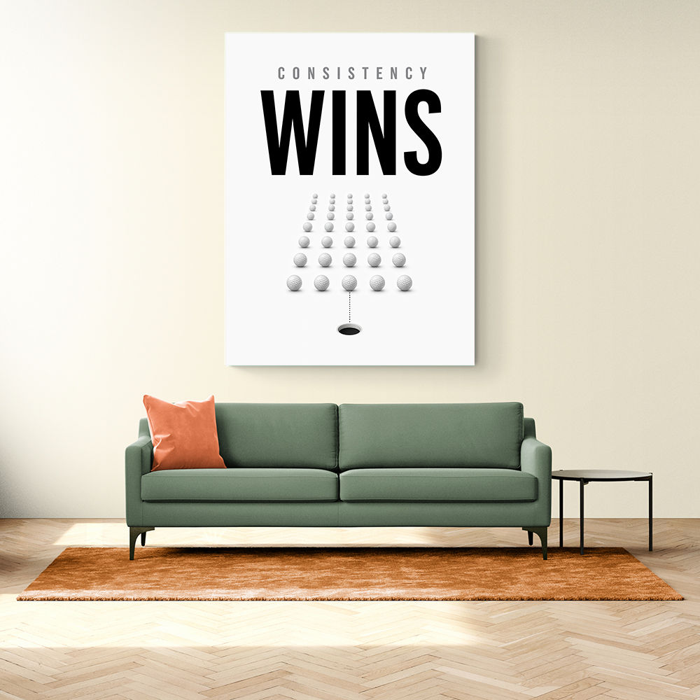Consistency Wins – Golf Ball Alignment Wall Art