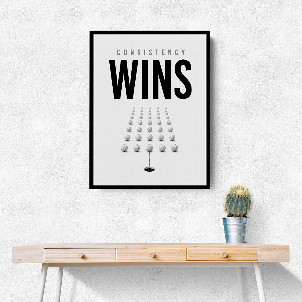 Consistency Wins – Golf Ball Alignment Wall Art