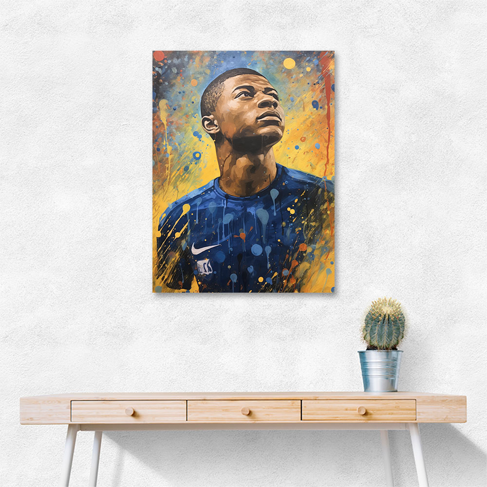 Kylian Mbappe Abstract Portrait Wall Art