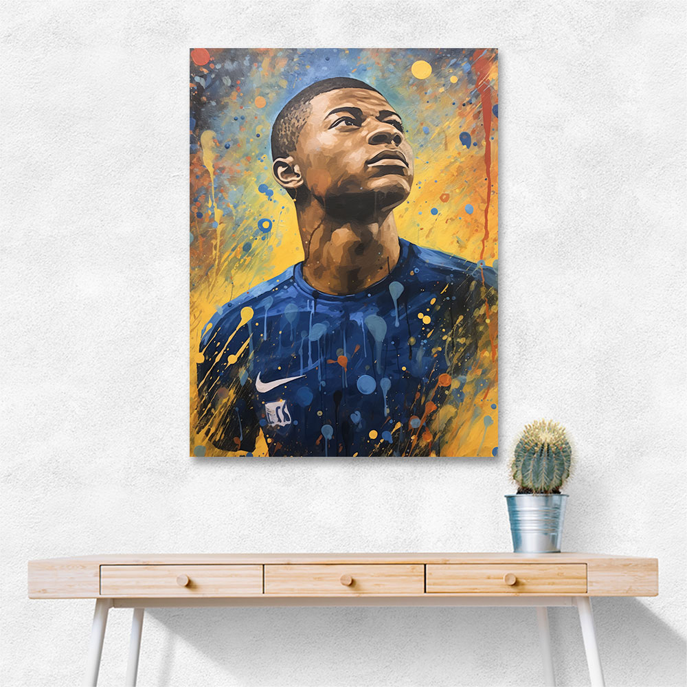 Kylian Mbappe Abstract Portrait Wall Art