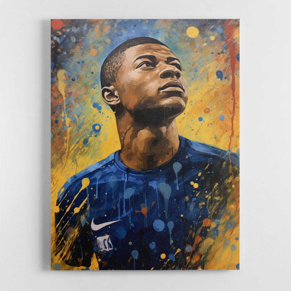 Kylian Mbappe Abstract Portrait Wall Art