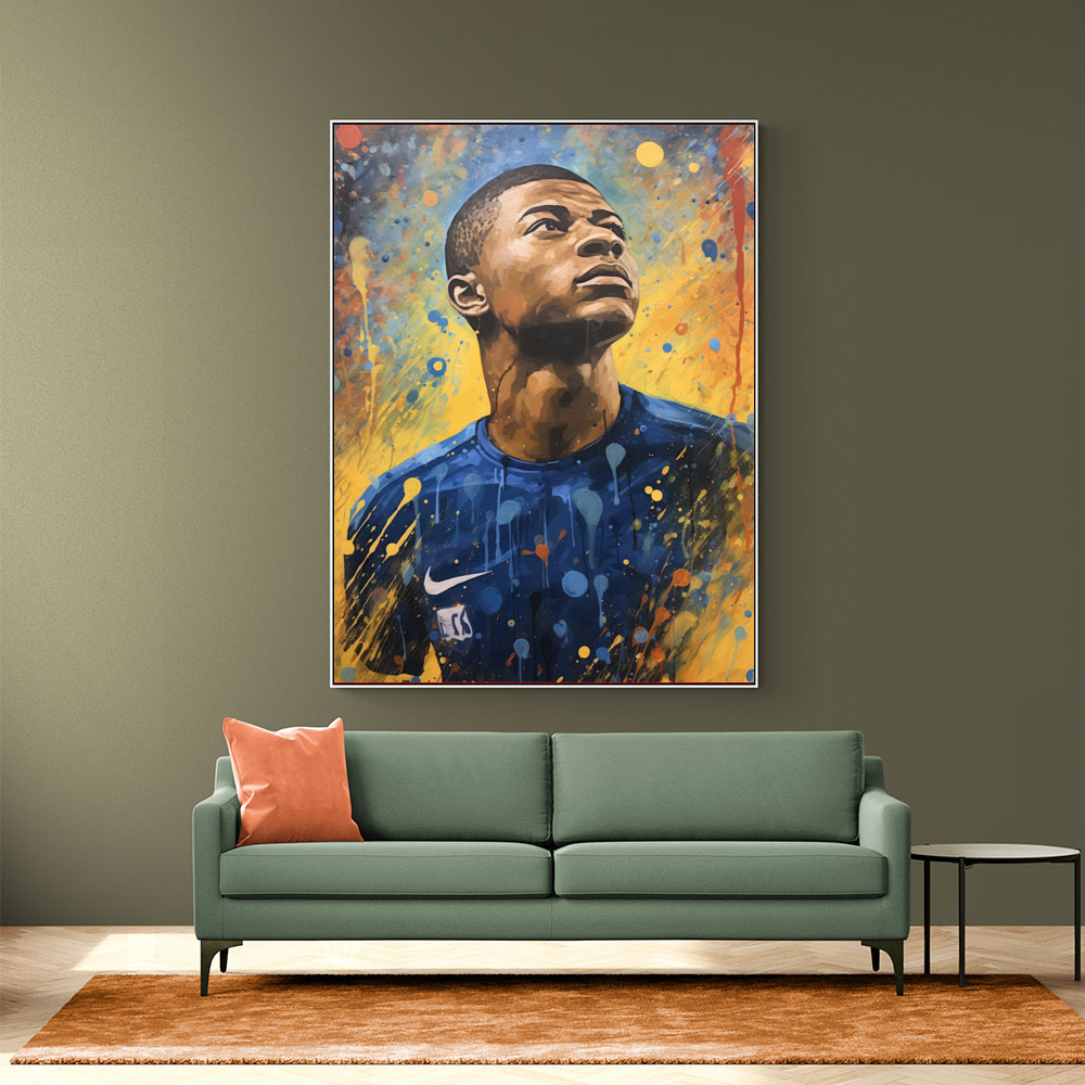 Kylian Mbappe Abstract Portrait Wall Art