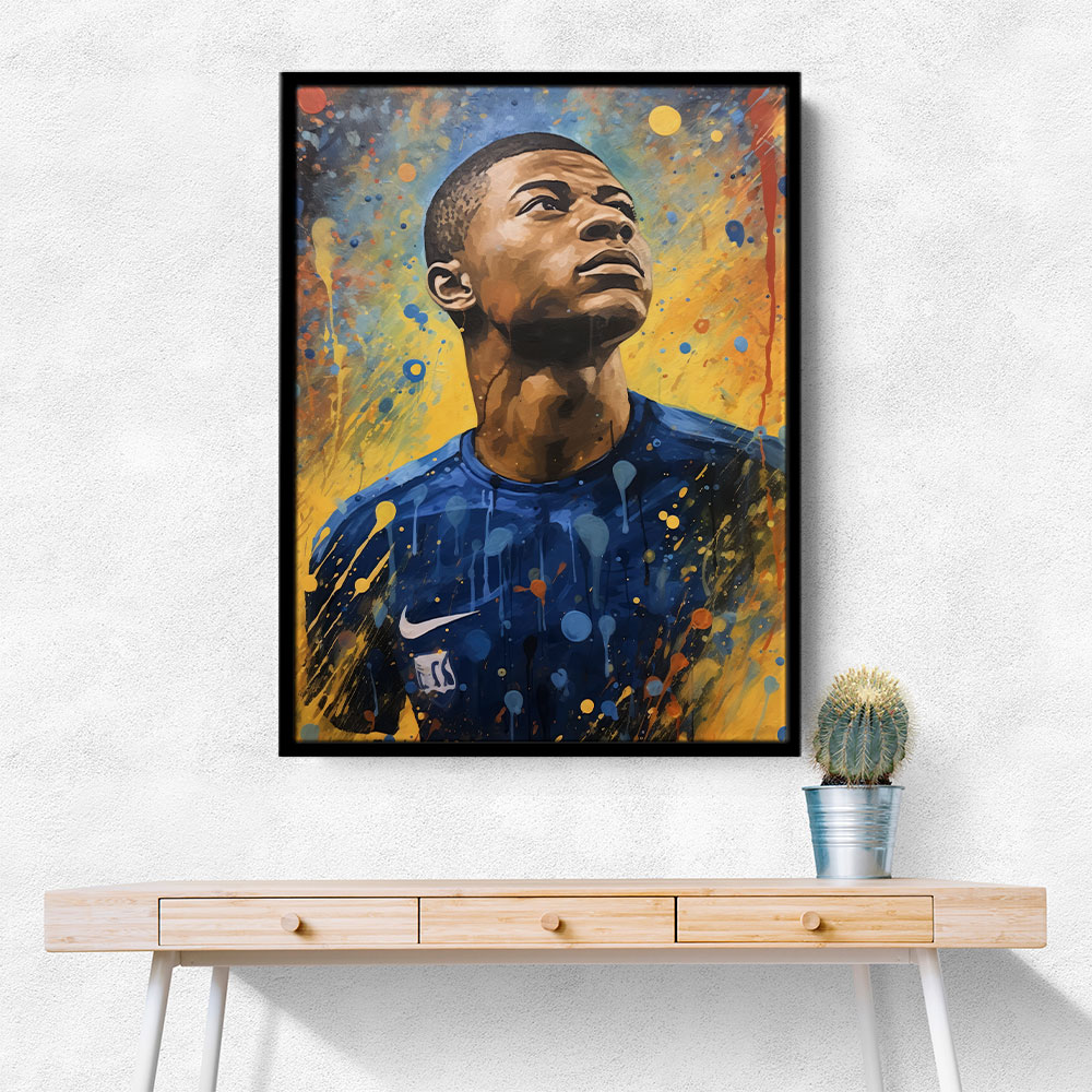 Kylian Mbappe Abstract Portrait Wall Art