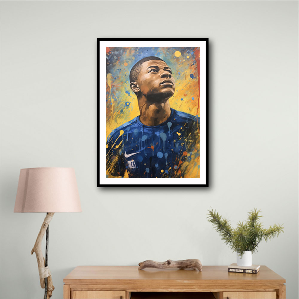 Kylian Mbappe Abstract Portrait Wall Art