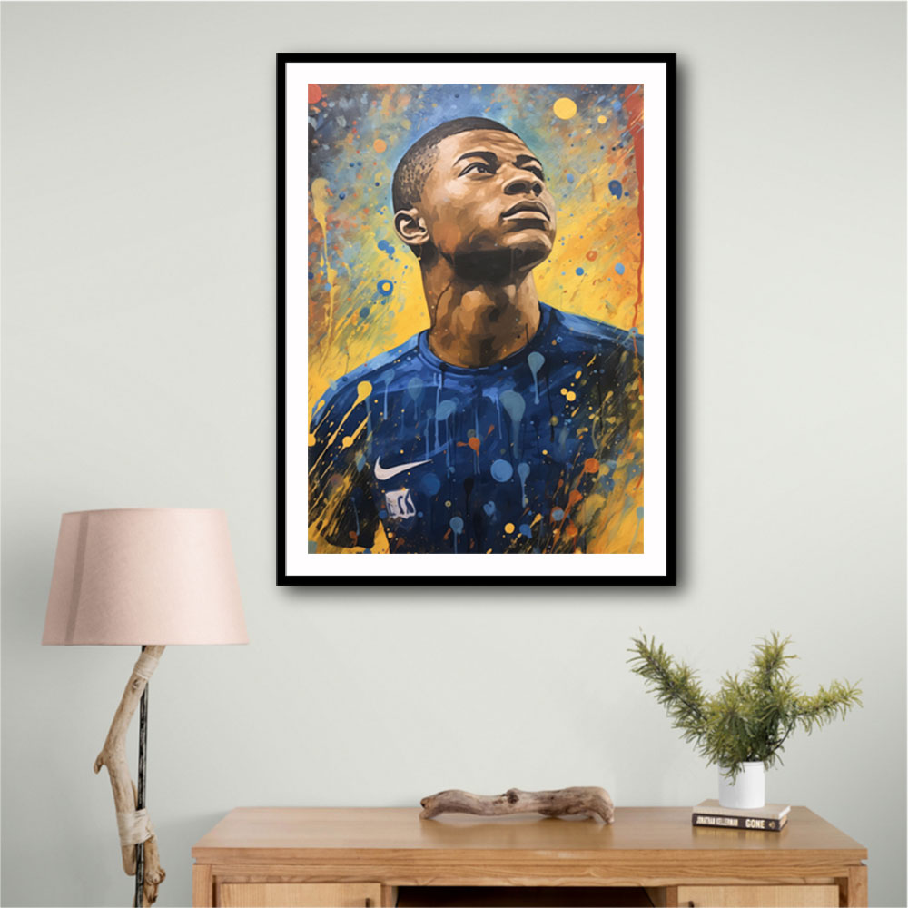 Kylian Mbappe Abstract Portrait Wall Art