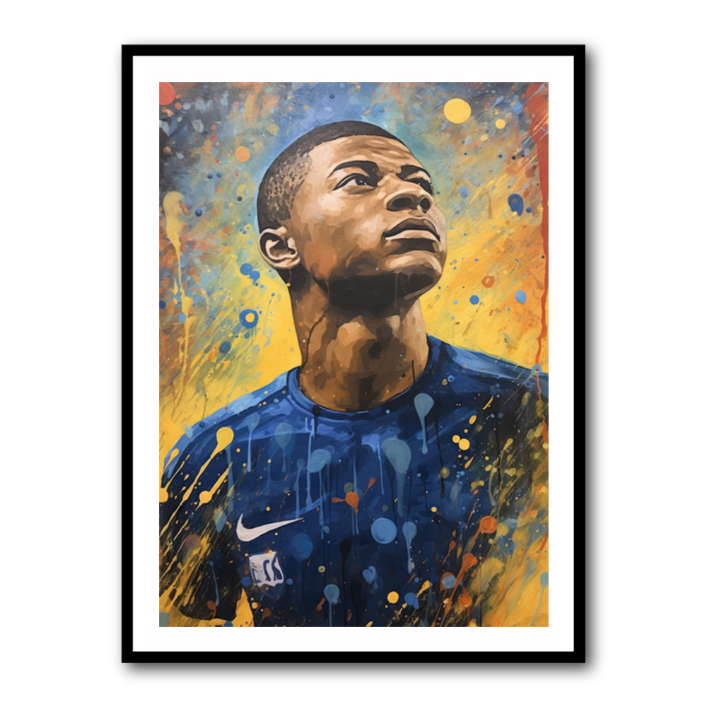 Kylian Mbappe Abstract Portrait Wall Art