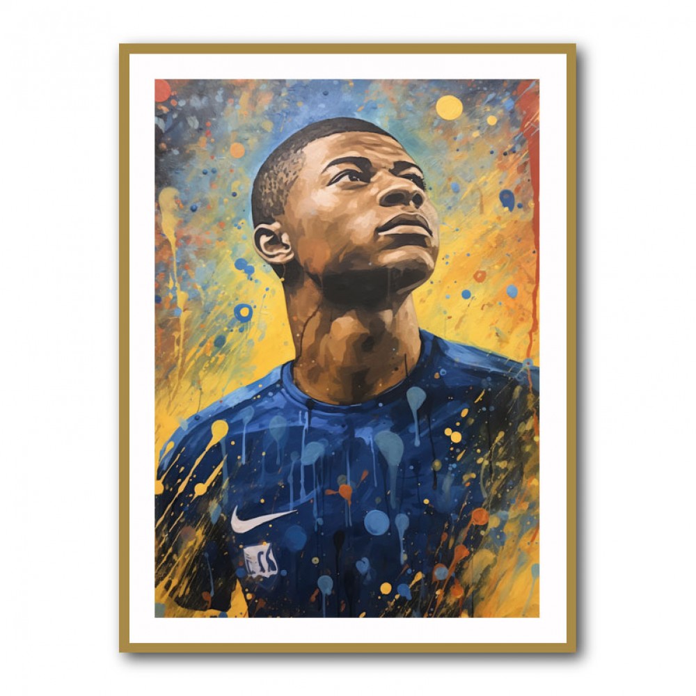 Kylian Mbappe Abstract Portrait Wall Art