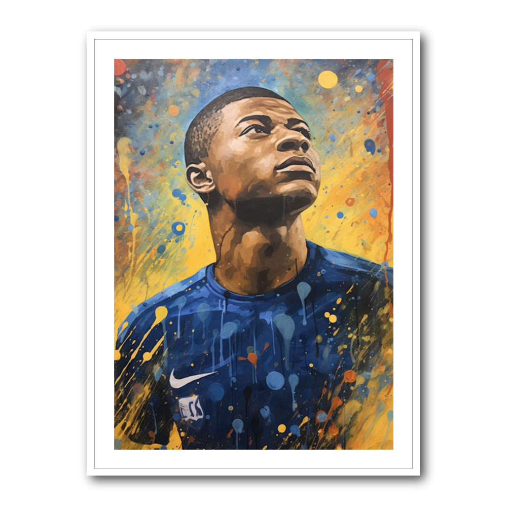 Kylian Mbappe Abstract Portrait Wall Art