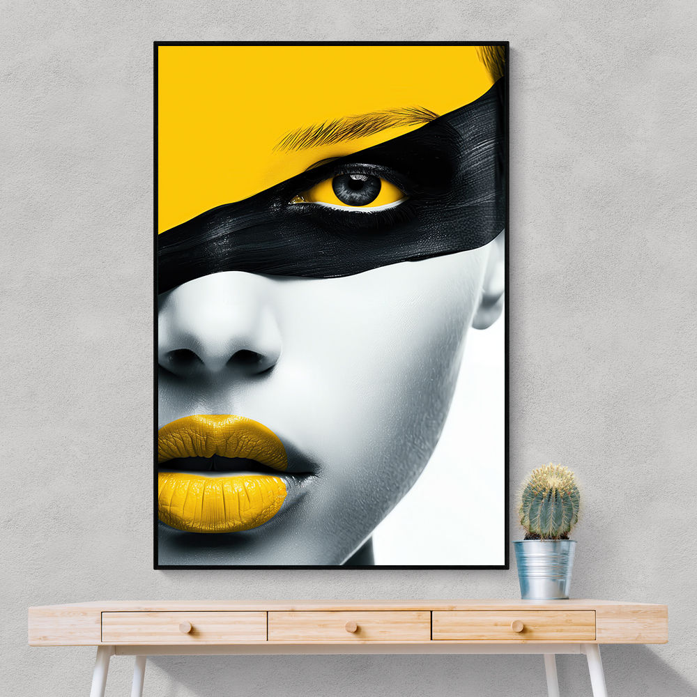 Face Striped - Yellow & Black 1 Face Striped - Yellow & Black 1