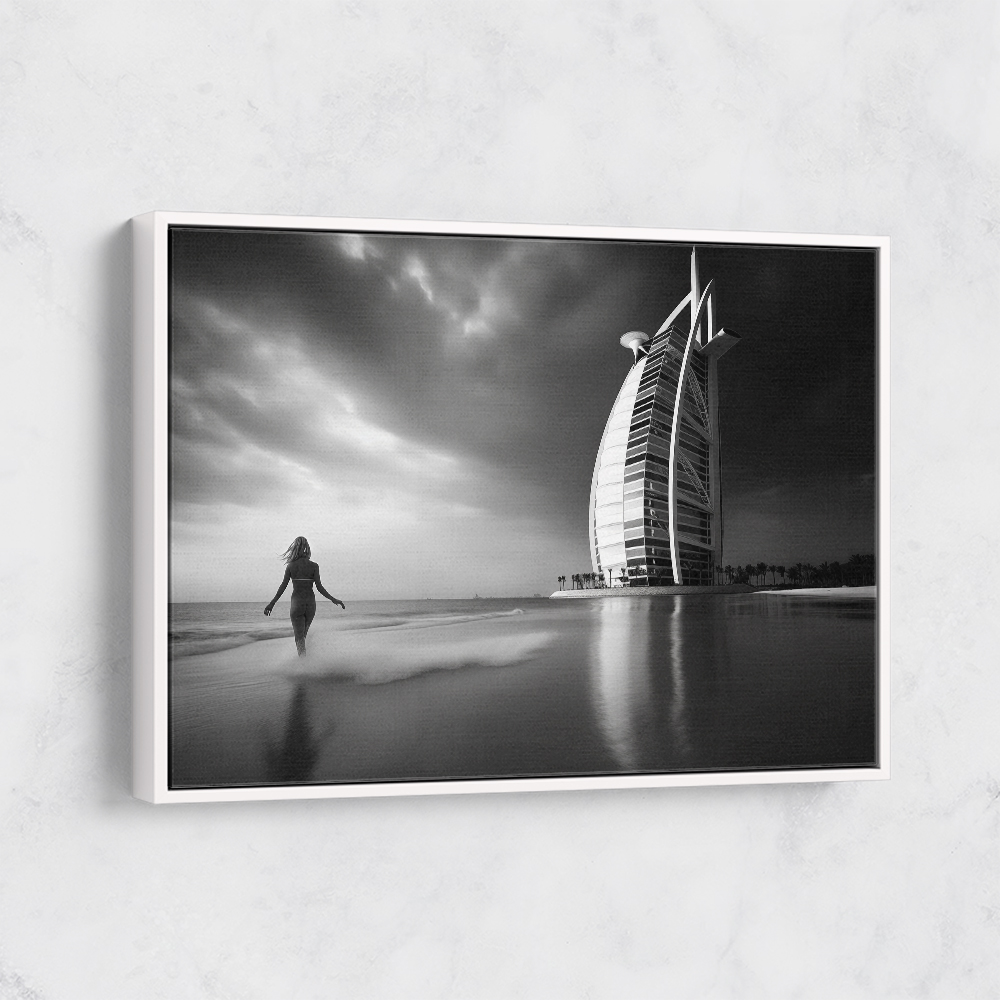 Burj Al Arab Beach Black & White Wall Art