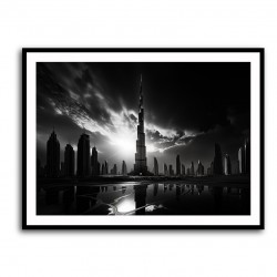 Burj Khalifa Downtown Dubai in Black & White Wall Art