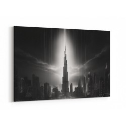 Burj Khalifa Storm Black & White Wall Art