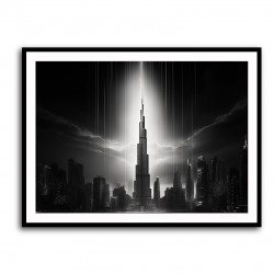 Burj Khalifa Storm Black & White Wall Art