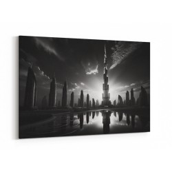 Burj Khalifa Reflection Black & White Wall Art