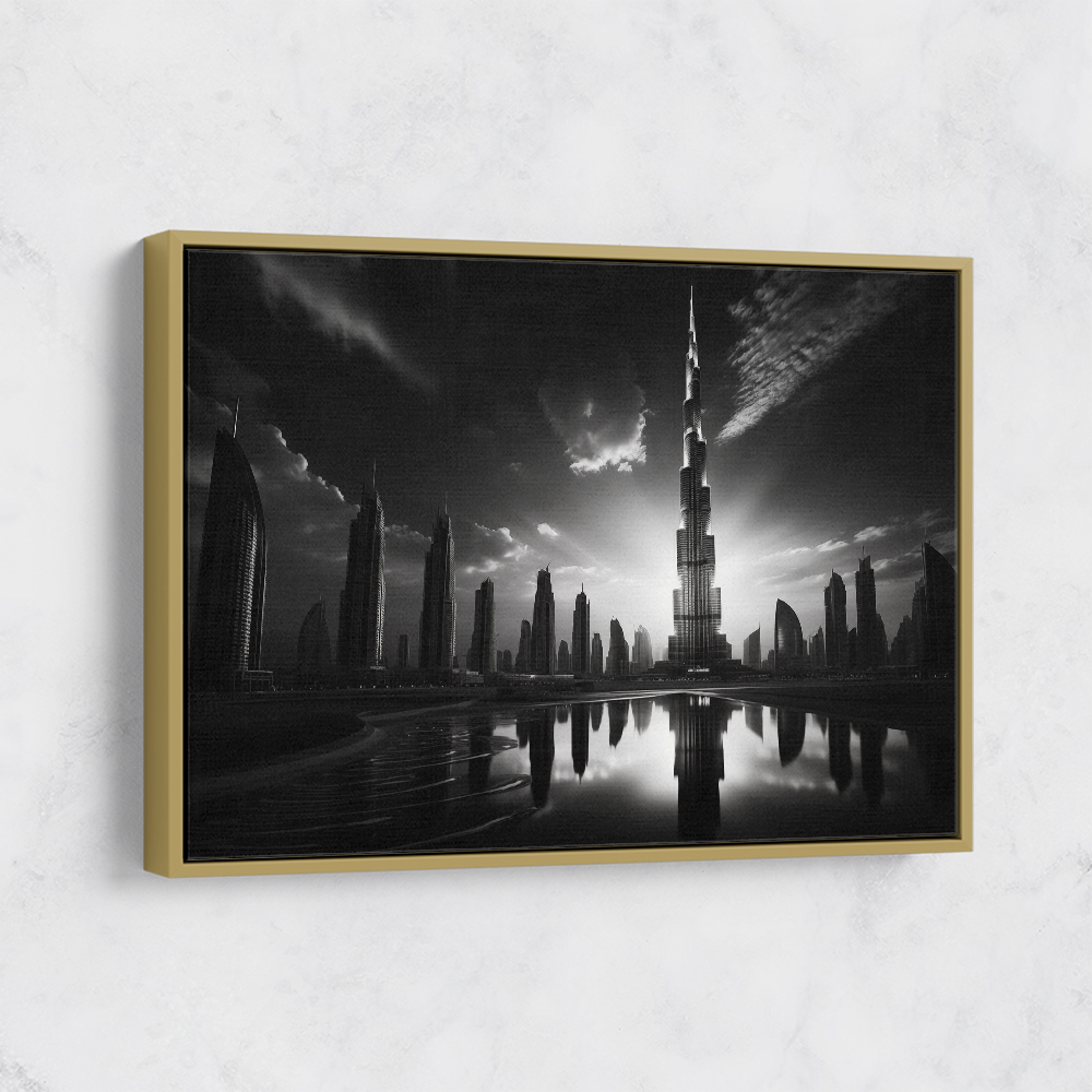 Burj Khalifa Reflection Black & White Wall Art Burj Khalifa Reflection Black & White Wall Art