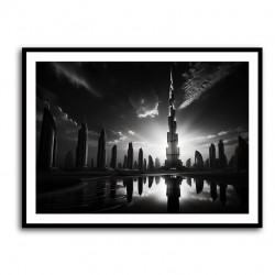 Burj Khalifa Reflection Black & White Wall Art