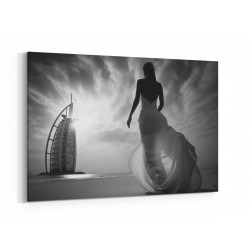 Beauty at Burj Al Arab Beach Black & White Wall Art