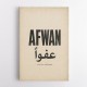 Afwan Arabic Typography Vintage Wall Art