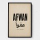 Afwan Arabic Typography Vintage Wall Art