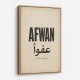 Afwan Arabic Typography Vintage Wall Art
