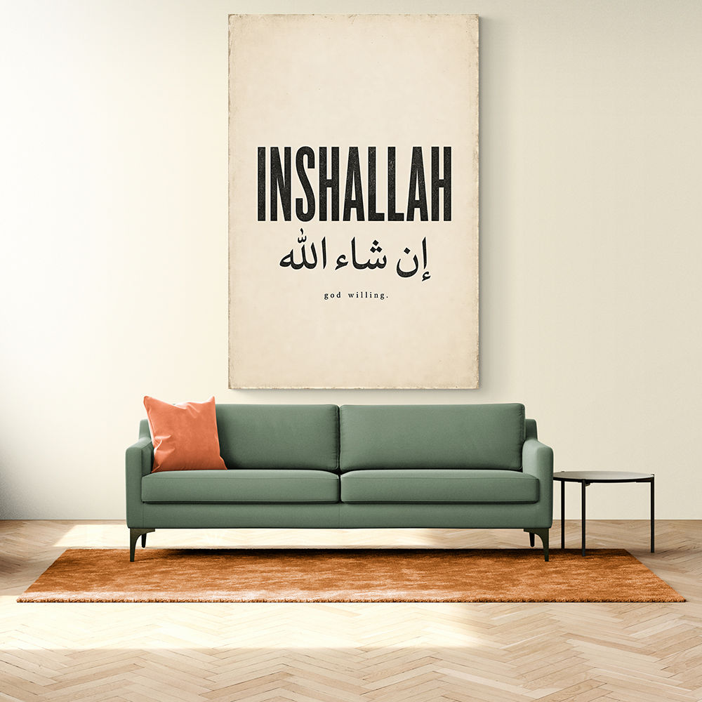 Inshallah God Willing Arabic Vintage Art Print