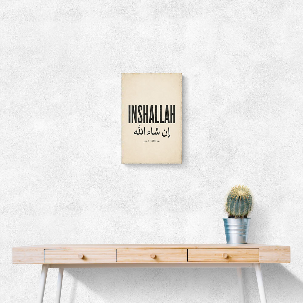 Inshallah God Willing Arabic Vintage Art Print