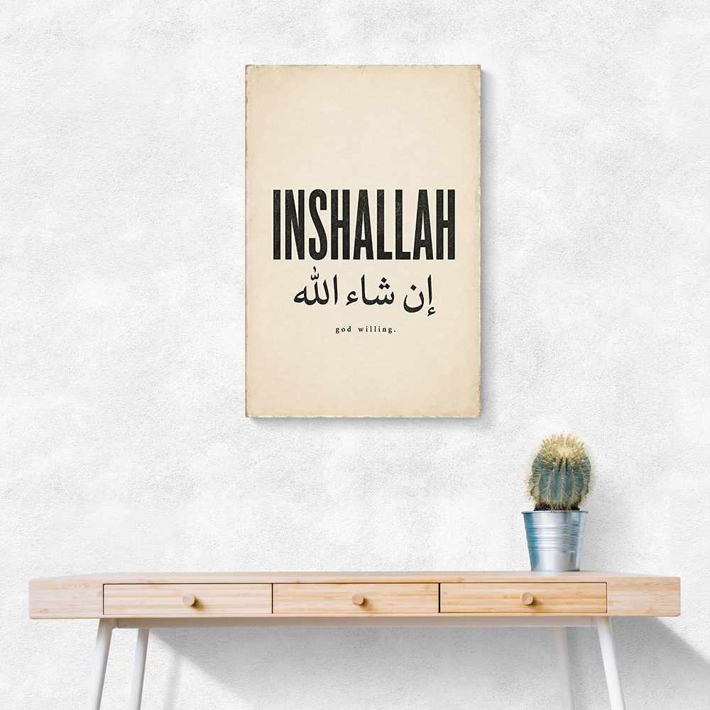 Inshallah God Willing Arabic Vintage Art Print
