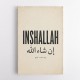 Inshallah God Willing Arabic Vintage Art Print