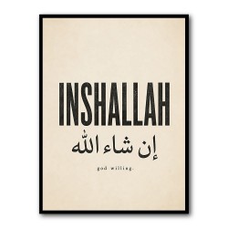 Inshallah God Willing Arabic Vintage Art Print